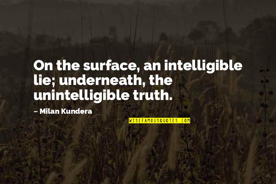 Sal Tessio Quotes By Milan Kundera: On the surface, an intelligible lie; underneath, the