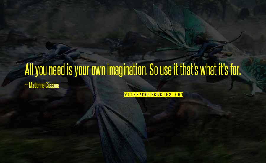 Salamander Quotes By Madonna Ciccone: All you need is your own imagination. So