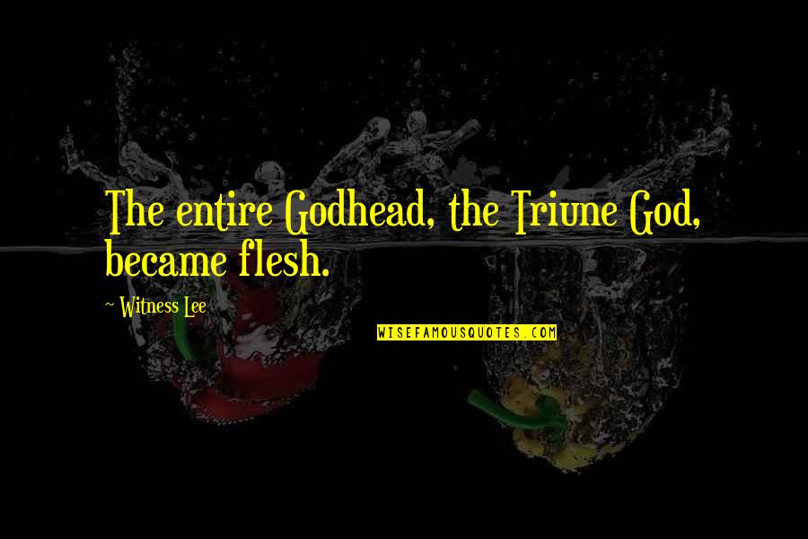 Salathiel Helms Quotes By Witness Lee: The entire Godhead, the Triune God, became flesh. Salathiel Helms Quotes By Witness Lee: The entire Godhead, the Triune God, became flesh.