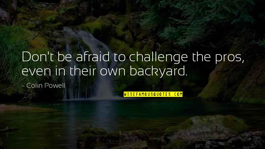 Salcombe Yawl Quotes By Colin Powell: Don't be afraid to challenge the pros, even