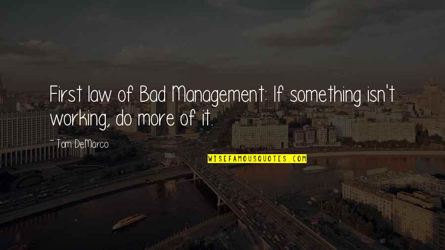 Sales Training Motivational Quotes By Tom DeMarco: First law of Bad Management: If something isn't