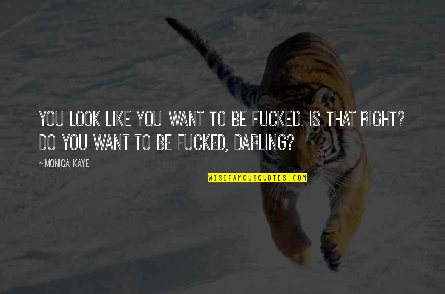 Salgo Pa Quotes By Monica Kaye: You look like you want to be fucked. Salgo Pa Quotes By Monica Kaye: You look like you want to be fucked.