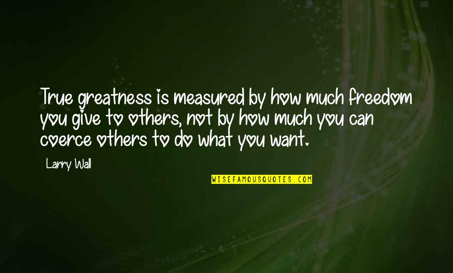 Salige Visshet Quotes By Larry Wall: True greatness is measured by how much freedom