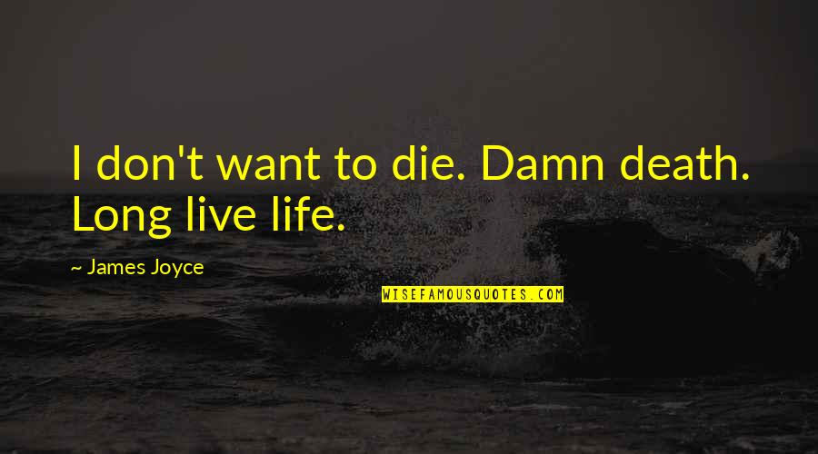 Salinidad Quotes By James Joyce: I don't want to die. Damn death. Long Salinidad Quotes By James Joyce: I don't want to die. Damn death. Long