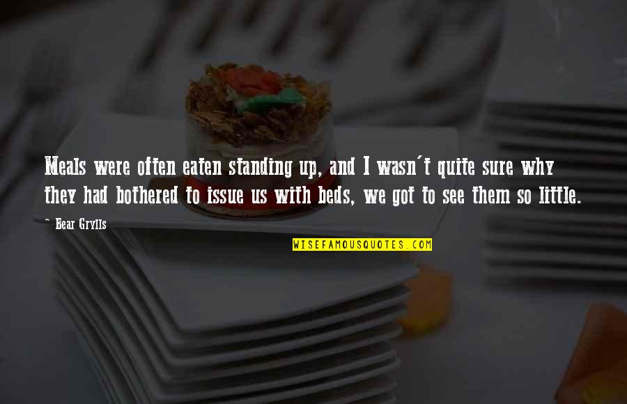Sallam Cokollate Quotes By Bear Grylls: Meals were often eaten standing up, and I Sallam Cokollate Quotes By Bear Grylls: Meals were often eaten standing up, and I