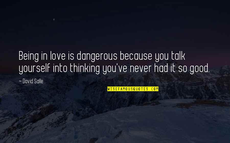 Salle Quotes By David Salle: Being in love is dangerous because you talk