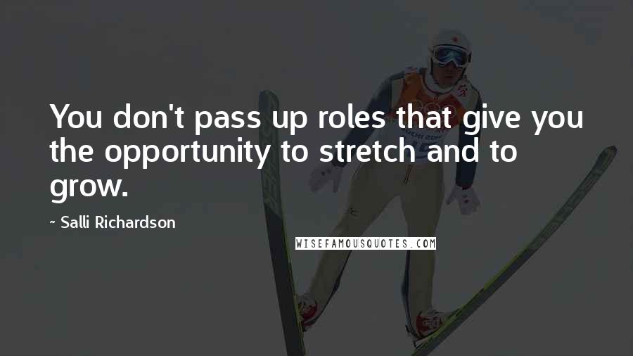 Salli Richardson quotes: You don't pass up roles that give you the opportunity to stretch and to grow.