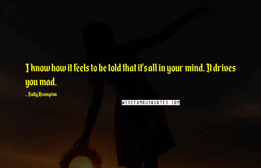 Sally Brampton quotes: I know how it feels to be told that it's all in your mind. It drives you mad.