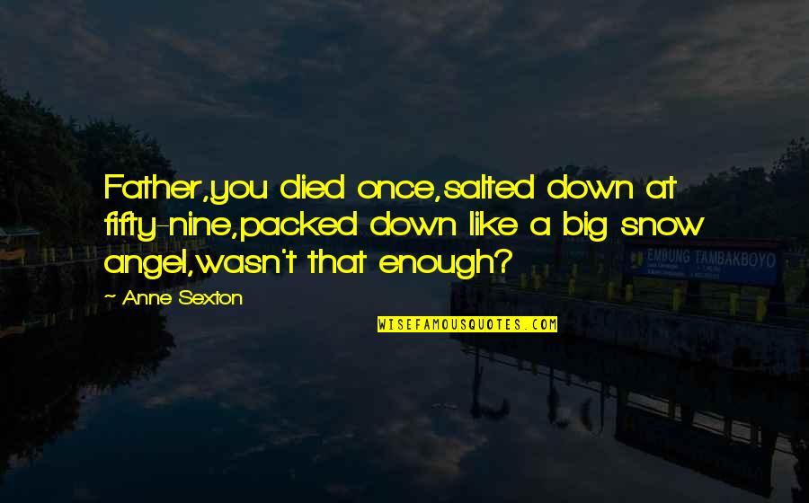 Salted Quotes By Anne Sexton: Father,you died once,salted down at fifty-nine,packed down like Salted Quotes By Anne Sexton: Father,you died once,salted down at fifty-nine,packed down like