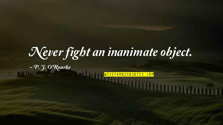 Saluri Rajeswara Quotes By P. J. O'Rourke: Never fight an inanimate object. Saluri Rajeswara Quotes By P. J. O'Rourke: Never fight an inanimate object.