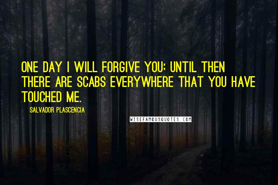 Salvador Plascencia quotes: One day I will forgive you; until then there are scabs everywhere that you have touched me.