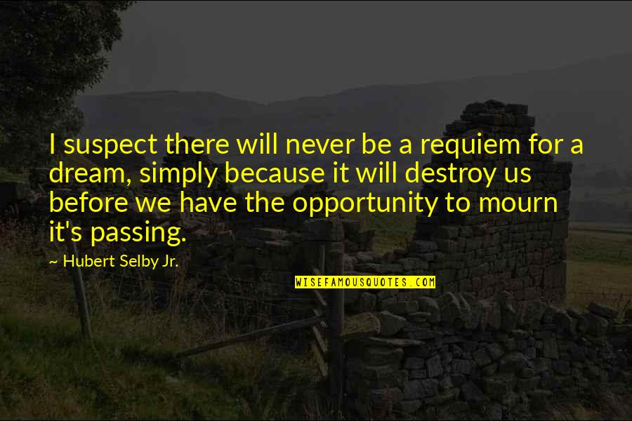 Salvage The Bones Quotes By Hubert Selby Jr.: I suspect there will never be a requiem