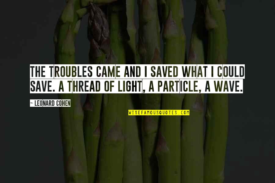 Salvagnos Flowers Quotes By Leonard Cohen: The troubles came and I saved what I