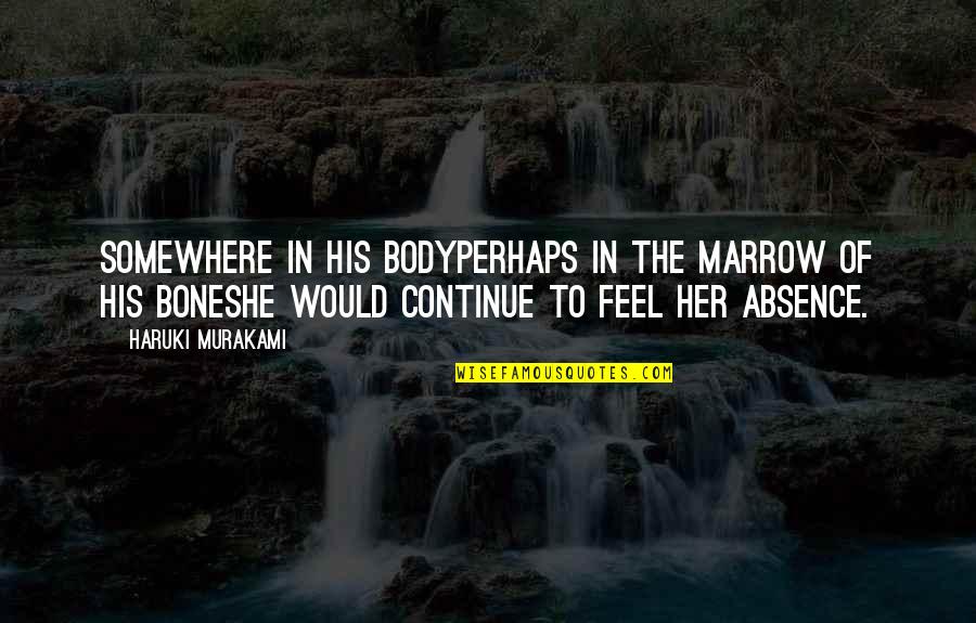 Salvations Furnishings Quotes By Haruki Murakami: Somewhere in his bodyperhaps in the marrow of