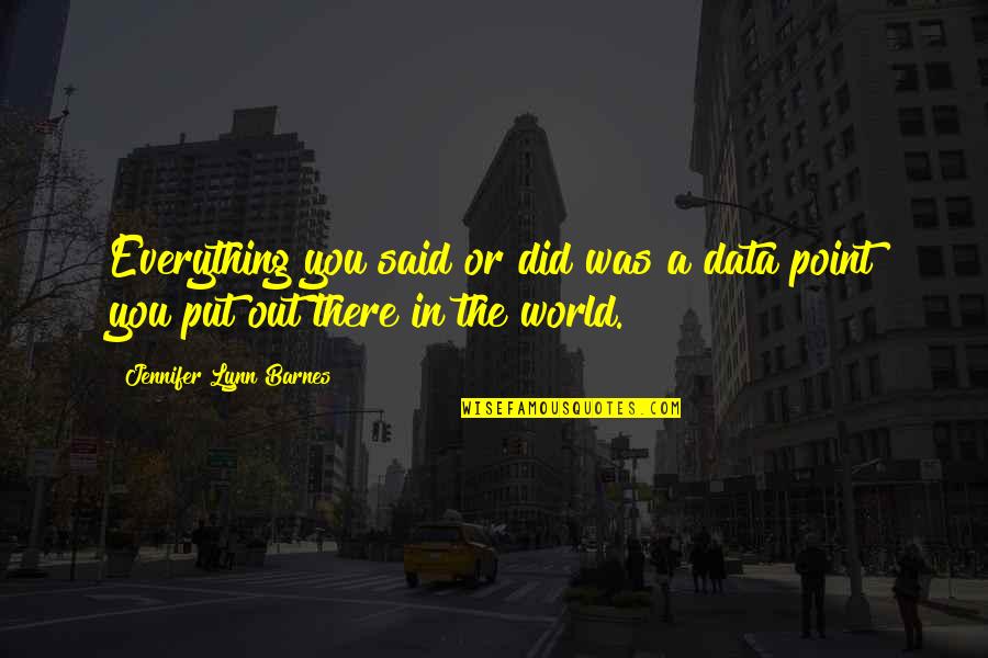 Sam Adams Brushfire Quotes By Jennifer Lynn Barnes: Everything you said or did was a data Sam Adams Brushfire Quotes By Jennifer Lynn Barnes: Everything you said or did was a data