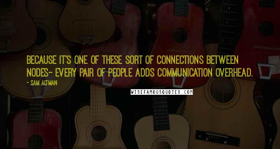 Sam Altman quotes: Because it's one of these sort of connections between nodes- every pair of people adds communication overhead.