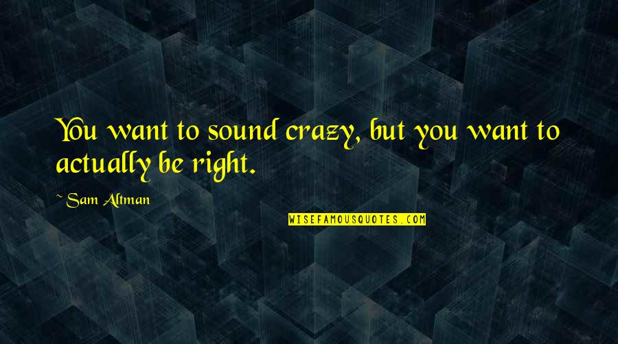 Sam Altman Quotes By Sam Altman: You want to sound crazy, but you want