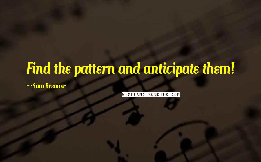 Sam Brenner quotes: Find the pattern and anticipate them!