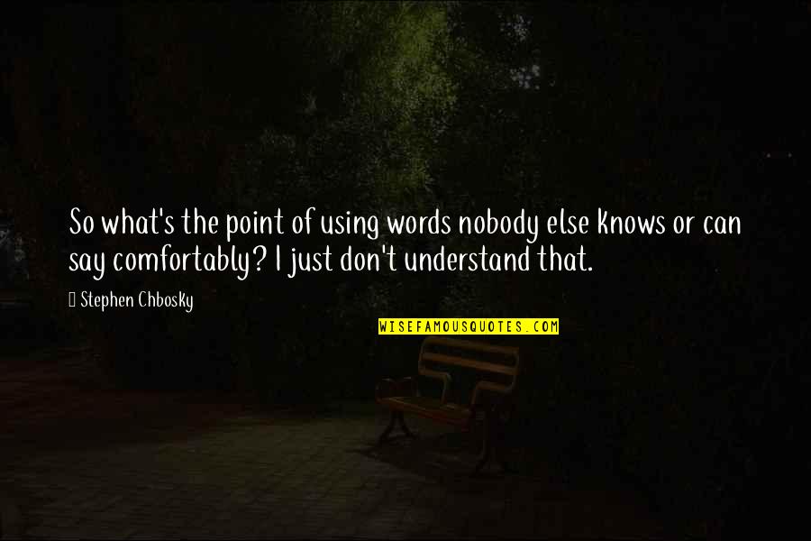 Sam Burgess Quotes By Stephen Chbosky: So what's the point of using words nobody
