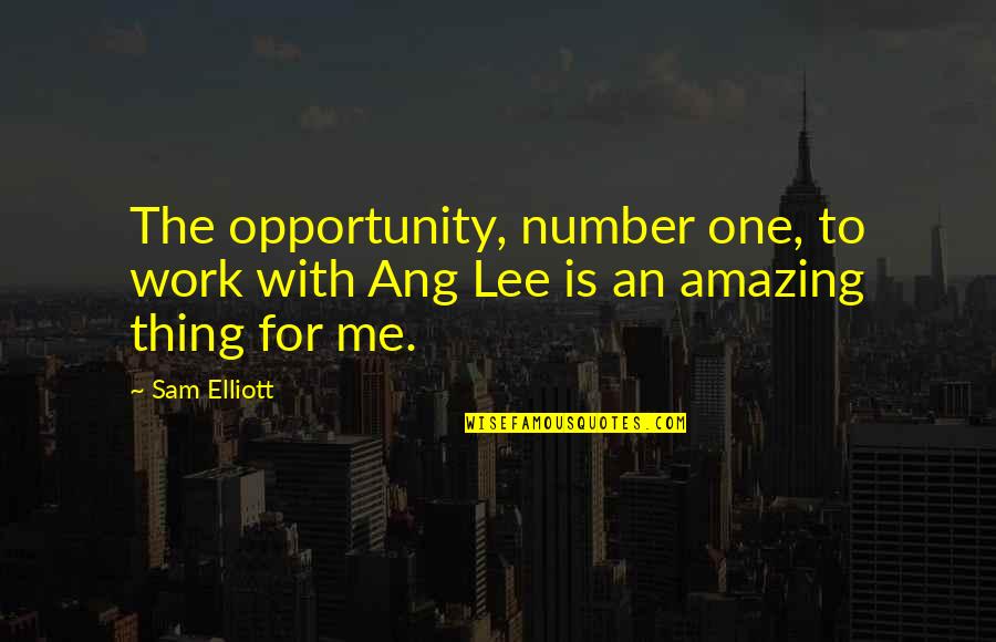 Sam Elliott Quotes By Sam Elliott: The opportunity, number one, to work with Ang Sam Elliott Quotes By Sam Elliott: The opportunity, number one, to work with Ang
