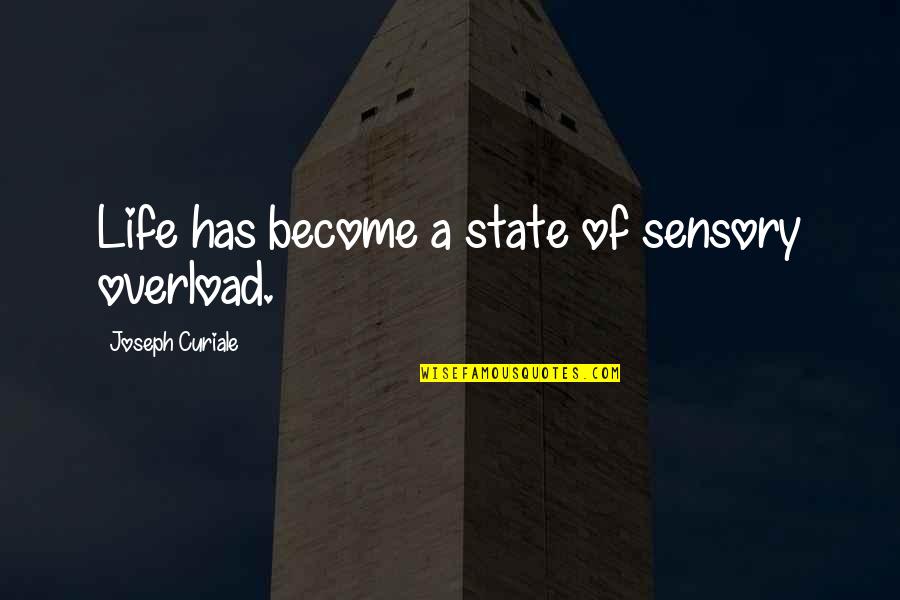 Sam Goode Quotes By Joseph Curiale: Life has become a state of sensory overload. Sam Goode Quotes By Joseph Curiale: Life has become a state of sensory overload.