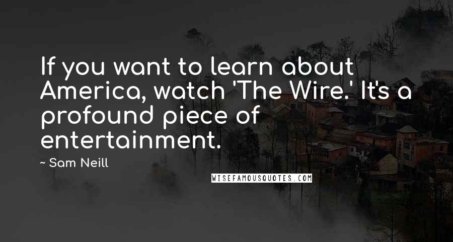 Sam Neill quotes: If you want to learn about America, watch 'The Wire.' It's a profound piece of entertainment.