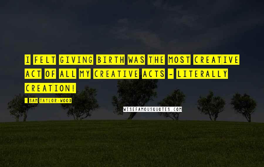 Sam Taylor-Wood quotes: I felt giving birth was the most creative act of all my creative acts - literally creation!