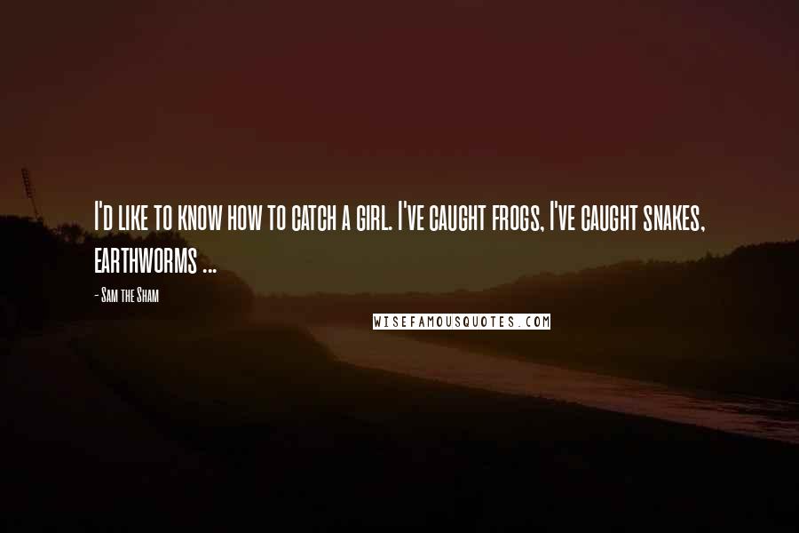 Sam The Sham quotes: I'd like to know how to catch a girl. I've caught frogs, I've caught snakes, earthworms ...