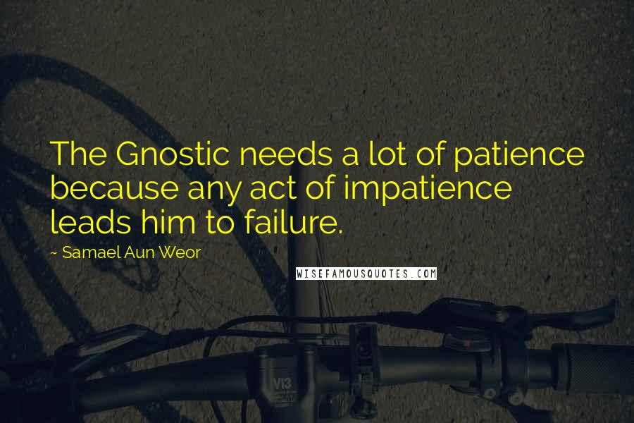 Samael Aun Weor quotes: The Gnostic needs a lot of patience because any act of impatience leads him to failure.
