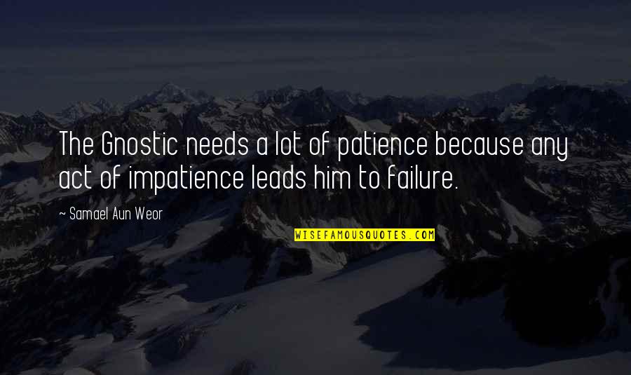 Samael Quotes By Samael Aun Weor: The Gnostic needs a lot of patience because Samael Quotes By Samael Aun Weor: The Gnostic needs a lot of patience because