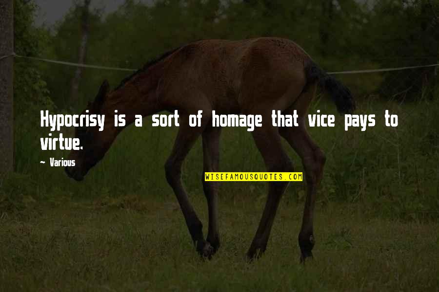 Samandar Me Kinara Quotes By Various: Hypocrisy is a sort of homage that vice