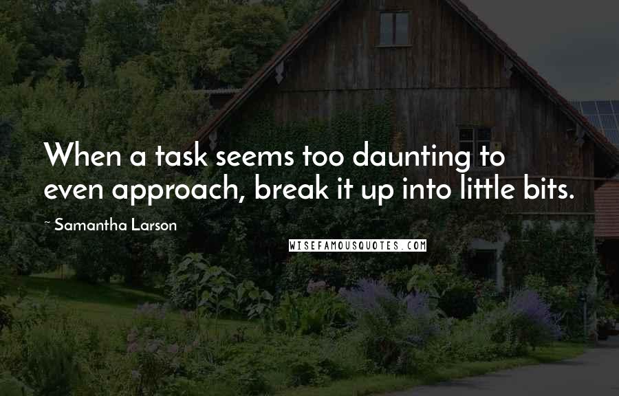 Samantha Larson quotes: When a task seems too daunting to even approach, break it up into little bits.