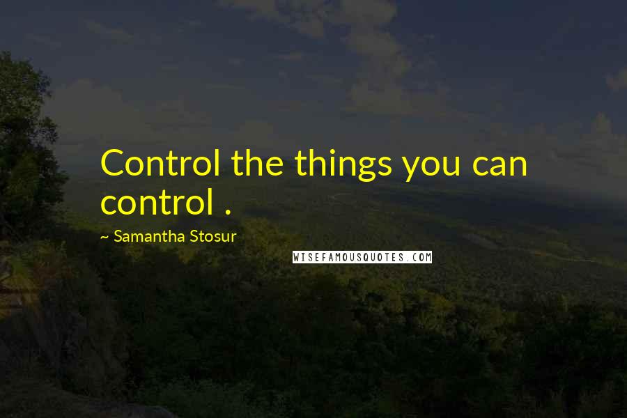 Samantha Stosur quotes: Control the things you can control .