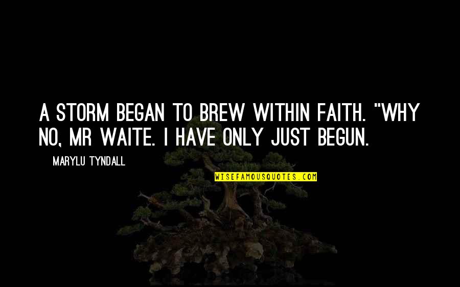 Samay Nikalna Quotes By MaryLu Tyndall: A storm began to brew within Faith. "Why
