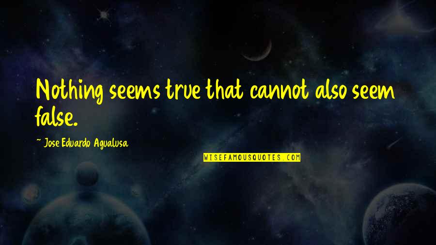Sambucci Quotes By Jose Eduardo Agualusa: Nothing seems true that cannot also seem false. Sambucci Quotes By Jose Eduardo Agualusa: Nothing seems true that cannot also seem false.