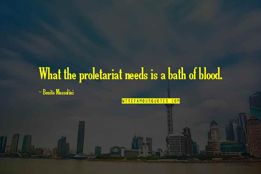 Sambuu Art Quotes By Benito Mussolini: What the proletariat needs is a bath of