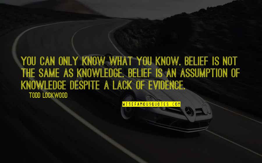 Same As You Quotes By Todd Lockwood: You can only know what you know. Belief