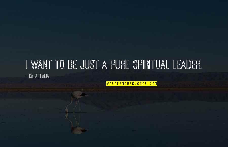 Same Feather Flocks Together Quotes By Dalai Lama: I want to be just a pure spiritual