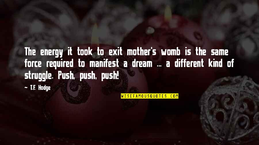 Same Kind Of Different Quotes By T.F. Hodge: The energy it took to exit mother's womb