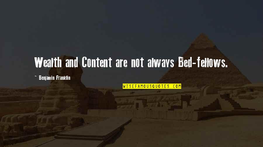 Same Name Funny Quotes By Benjamin Franklin: Wealth and Content are not always Bed-fellows.