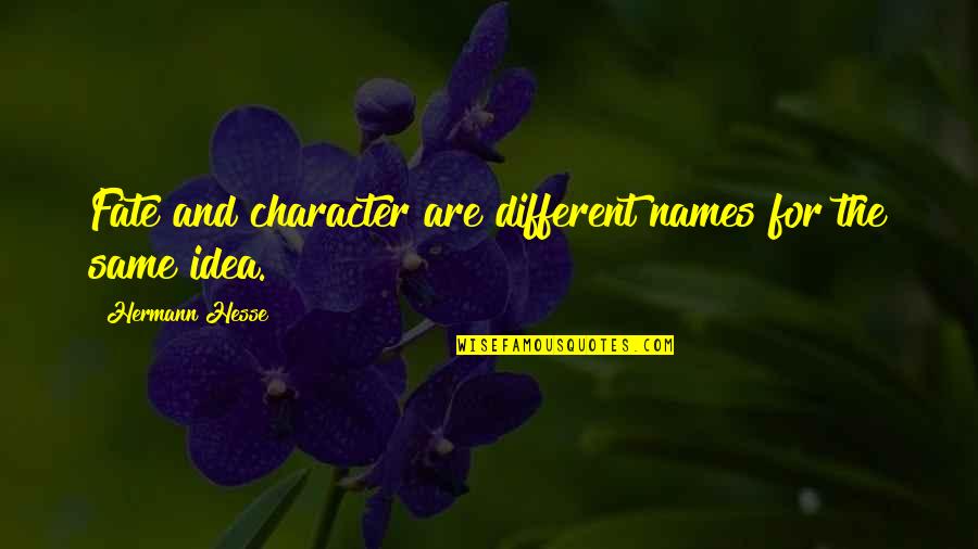 Same Names Quotes By Hermann Hesse: Fate and character are different names for the