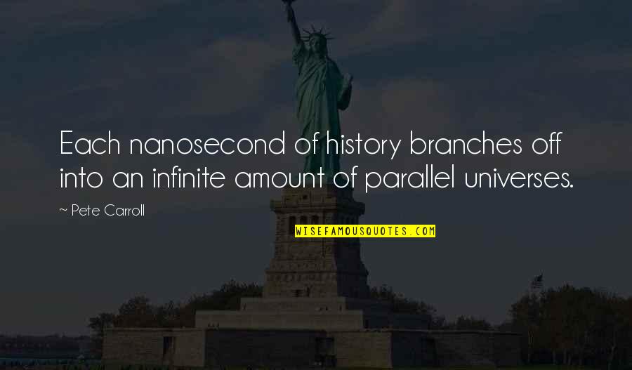 Samivel Quotes By Pete Carroll: Each nanosecond of history branches off into an