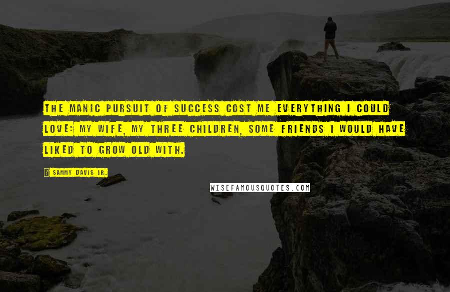 Sammy Davis Jr. quotes: The manic pursuit of success cost me everything I could love: my wife, my three children, some friends I would have liked to grow old with.