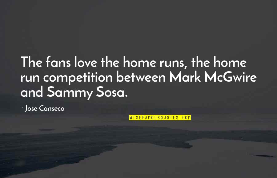 Sammy Sosa Quotes By Jose Canseco: The fans love the home runs, the home