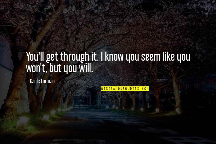 Samoca Camera Quotes By Gayle Forman: You'll get through it. I know you seem