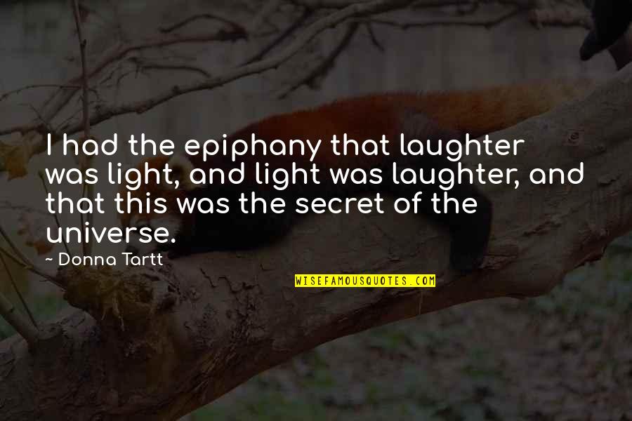 Samsel Architects Quotes By Donna Tartt: I had the epiphany that laughter was light, Samsel Architects Quotes By Donna Tartt: I had the epiphany that laughter was light,