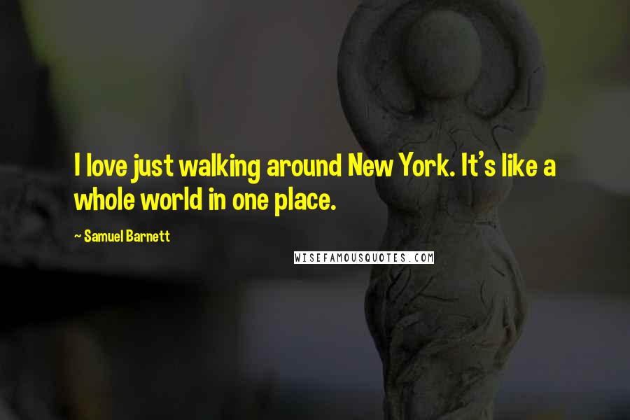 Samuel Barnett quotes: I love just walking around New York. It's like a whole world in one place.