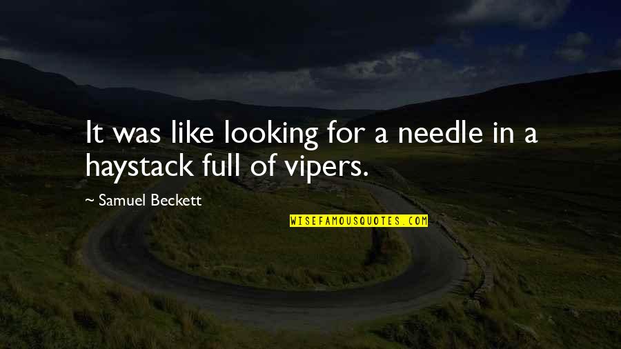 Samuel Beckett Quotes By Samuel Beckett: It was like looking for a needle in