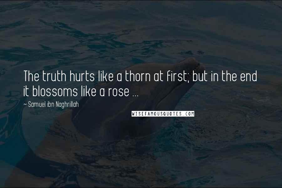 Samuel Ibn Naghrillah quotes: The truth hurts like a thorn at first; but in the end it blossoms like a rose ...