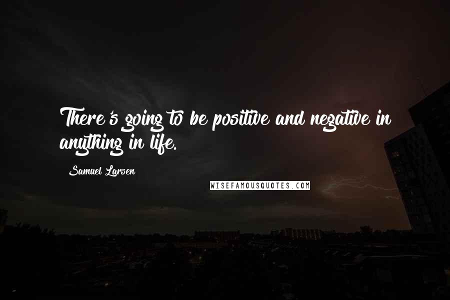 Samuel Larsen quotes: There's going to be positive and negative in anything in life.